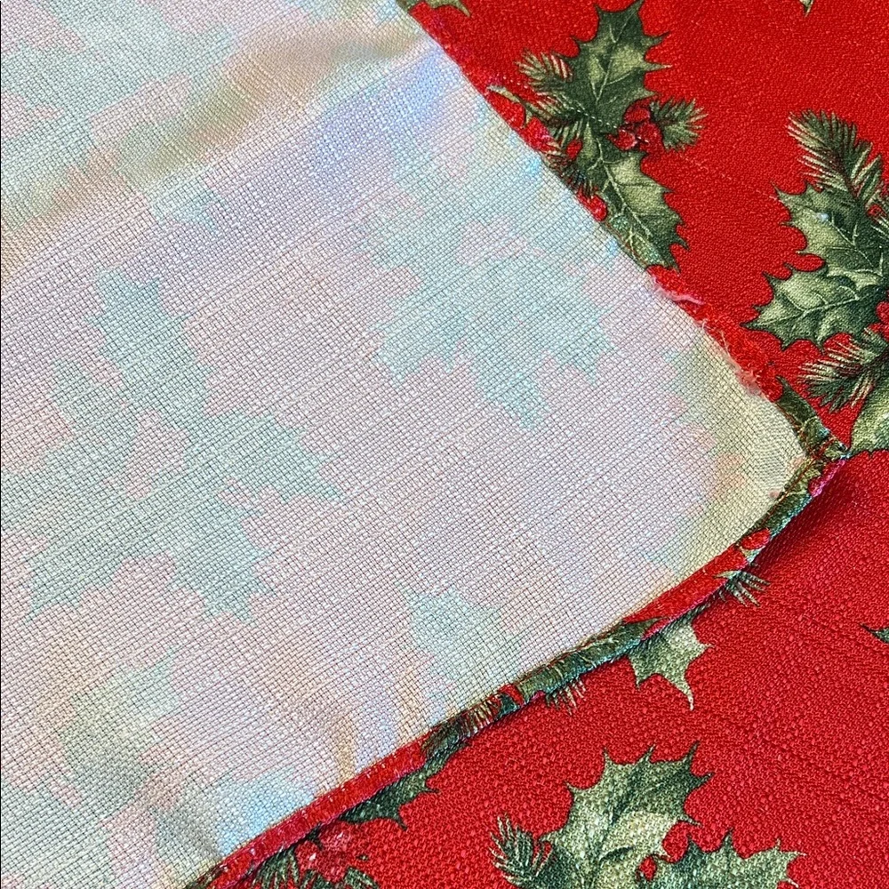 Two Vintage Red Holly Print Tablecloths x2